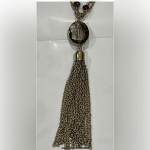 Simply Vera Gold Tone Necklace With Blue And Gold Tone Beads And Tassel Charm